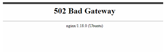 502 Bad Gateway error page served by nginx 1.18.0 on Ubuntu while 9Router is still starting up