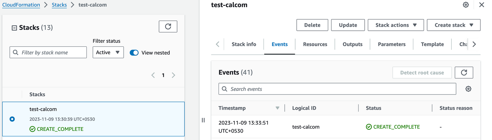Cal.com CloudFormation stack successfully created