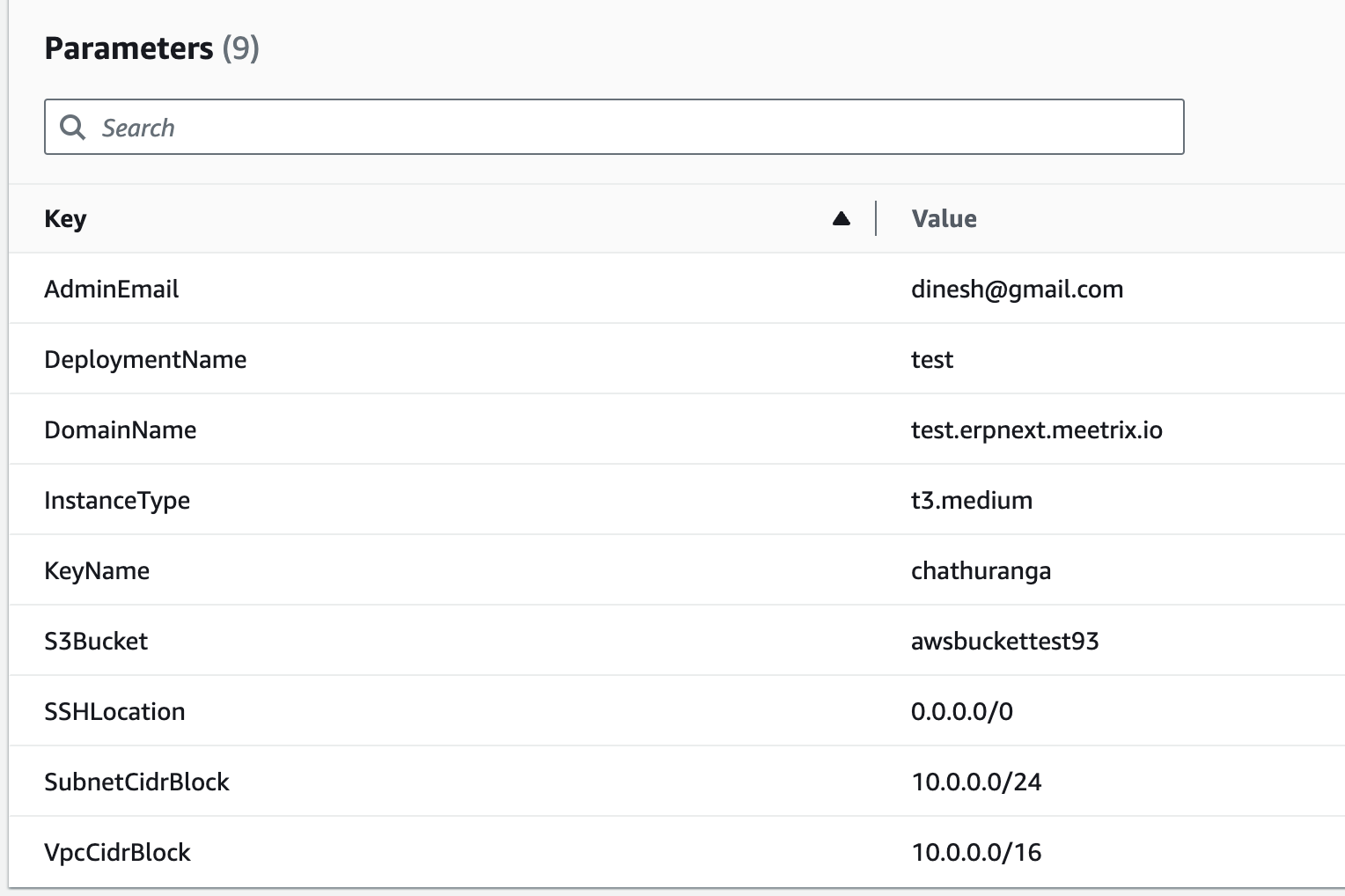 ERPNext CloudFormation Parameters