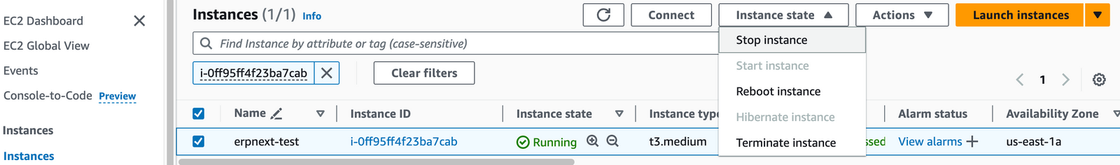 ERPNext CloudFormation Outputs Public IP