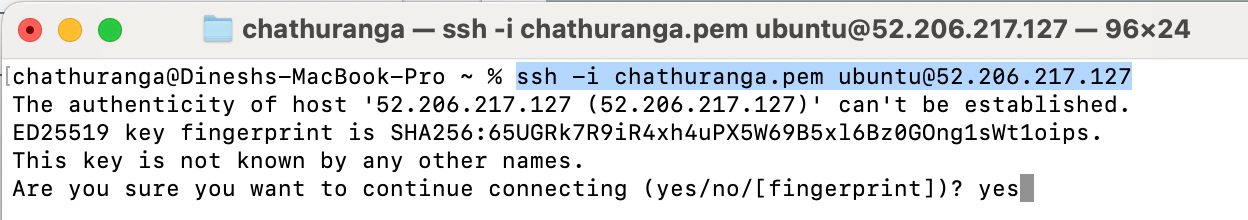 Log in to the server