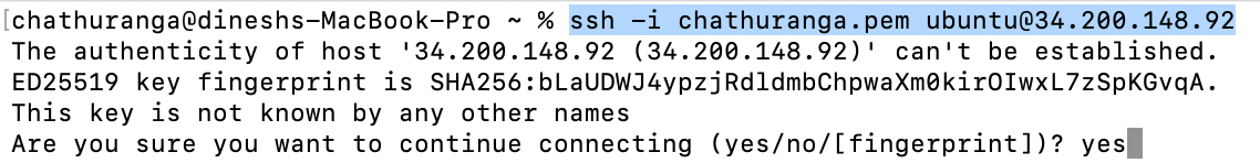 Log in to the server