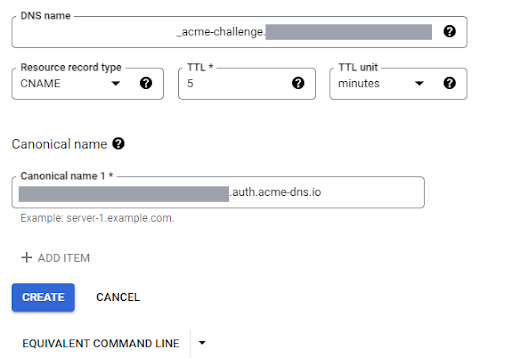Adding CNAME record in Google Cloud DNS